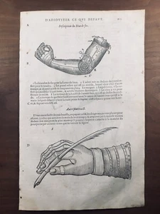 Automated Robot Arm 1614 Prosthesis Rare Medicine Engraving Ambroise Paré - Picture 1 of 5