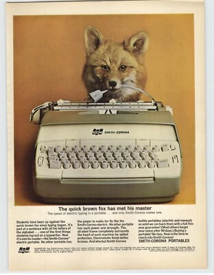 1964 Smith Corona Electric Typewriter  Vintage Print Ad Red Fox Photo - Image 1 of 3