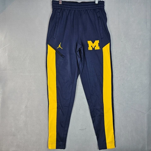 Michigan Wolverines Jordan Elite Fleece Sweatpants Mens Small Navy Blue Maize Cover
