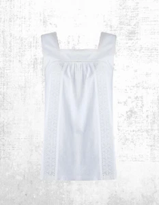 Ex Weird Fish Women’s Chelle Organic Cotton Jersey Square Neck Vest in White W - Picture 1 of 5