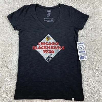 NUEVA 47' Marca Para Mujer Chicago Blackhawks 1926 Camiseta Manga Corta Talla Grande Foto 1 de 4