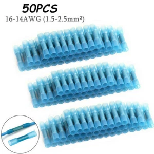 50PCS Blue Heat Shrink But Connectors Wire Electrical Automotive Waterproof - Picture 1 of 12
