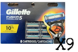 Gillette Fusion 5 Proglide - 8 blades x 9 NEW Razor SEALED - Picture 1 of 2
