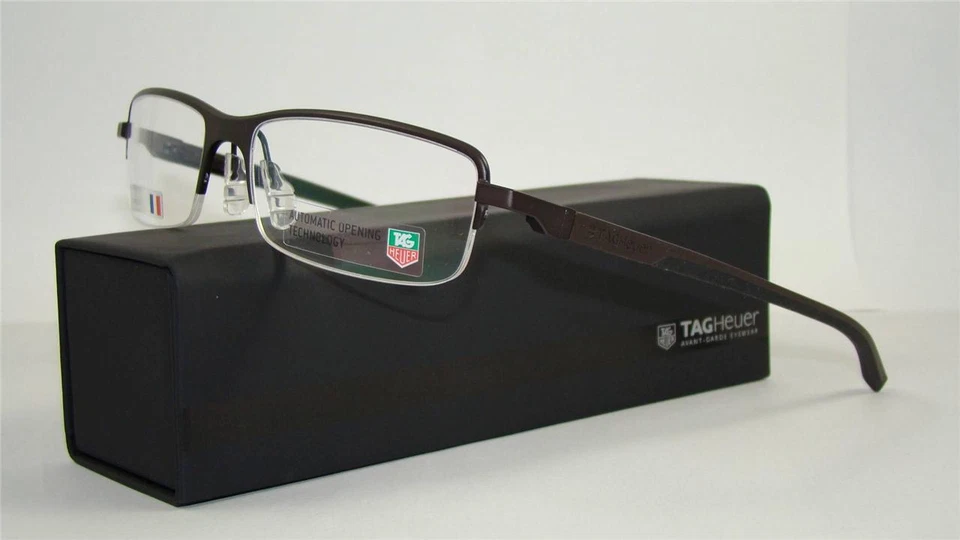 Marcos de gafas Tag Heuer 0824 003 automáticos marrón chocolate media montura 55-16- Foto 1 de 1