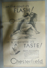 Chesterfield Cigarette Ad: Woman Tennis Player !  from 1929 Size:~10 x 15 inches