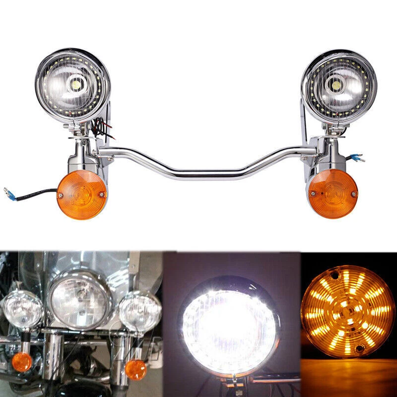 Kit de barra de soporte de luces de señal de giro de paso cromadas para Harley Electra Glide EE. UU. Foto 1 de 4