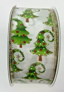 Band Weihnachtsbaum gebogene Oberseite Glitzer Kabelband 2,5"" breit x 50 Meter NEU - Bild 1 von 3