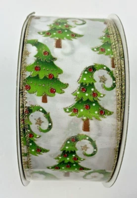 Grinch Christmas Tree Wired Ribbon w/Glitter 2.5” Wide x 50 Yards NEW - Image 1 of 3
