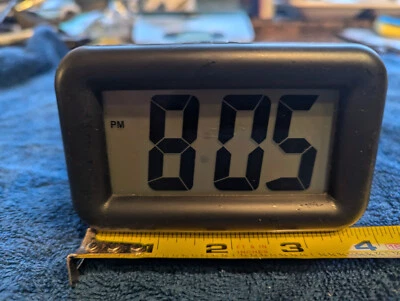 Timelink Rubber Cube Smart Table Clock Black blue light travel digital battery - Image 1 of 4