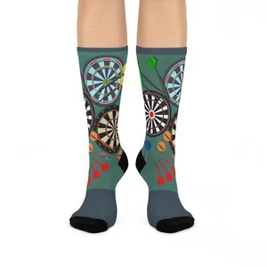 Dart Board Socks Pub Games Unisex Mid Calf Crew One Size Stretchy Original NEW - Picture 1 of 7