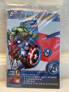 Avengers Birthday Party Postcard Invitations Envelopes Seals Save the Date Stick