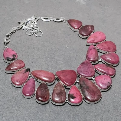 Collar Joyería Étnica Dotada a Mano de Piedras Preciosas de Rodonita 18" SR 7034 Foto 1 de 4
