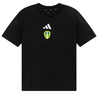 Leeds United Kid's T-Shirt Football adidas Black Top - New