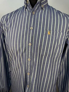 Joules Mens Long Sleeved Striped Shirt Medium Classic Fit Blue Cotton - Picture 1 of 13
