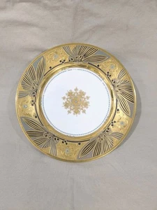 Ackerman & Fritze Royal Vienna Style Hand Painted Dinner Plate Blue & Gold 9.75" - Picture 1 of 5