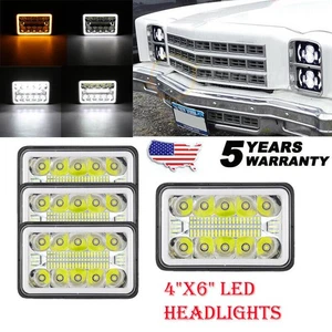 4PCS 4x6" LED Headlights Hi/Lo Sealed Beam Bulb Headlamps For Chevrolet Camaro - Picture 1 of 12