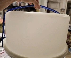 Porta torte Tupperware vintage bianco con manico / ottime condizioni! 12" X 7" - Foto 1 di 6
