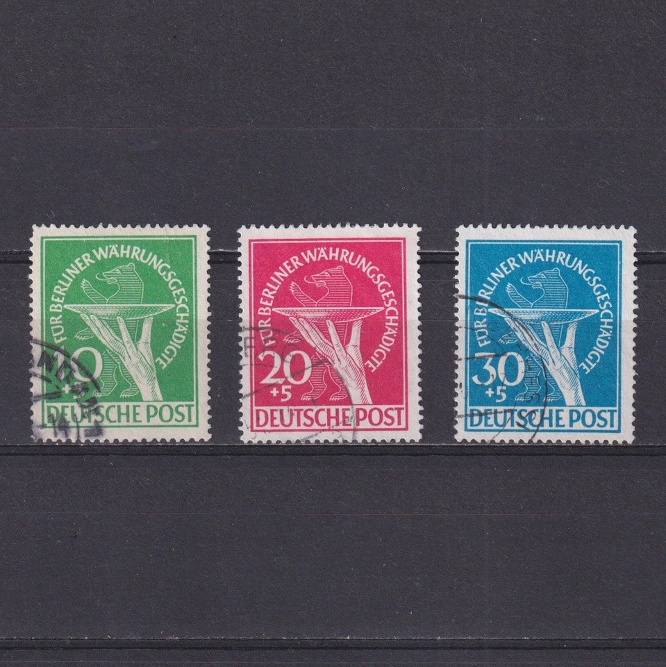 BERLIM 1949, Mi# 68-70, CV €600, Para vítimas de desvalorização cambial, Usado - Imagem 1 de 2