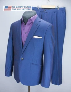 Cavani Mens Suit Shiny Blue 2 Piece Size Jacket UK 44R EU 54R / Pants 38R 97 cm - Picture 1 of 24