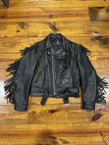 Vintage 70er 80er Schott Durojac Fransen Lederjacke 40 USA Biker Varsity selten - Bild 1 von 13