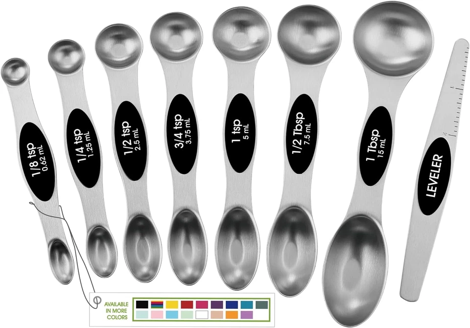 8-Pc Stainless Steel Measuring Spoons Set Heavy Duty Leveler (Black) - Image 1 of 4