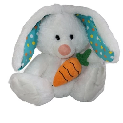 American Greetings Plush Easter Bunny Rabbit Lop Ear Carrot White Polka Dot 8" - Image 1 of 4