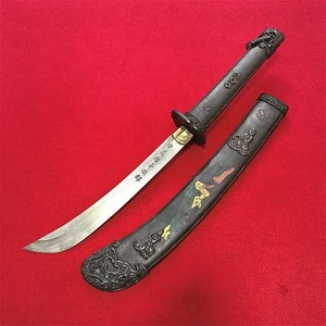 Seltenes japanisches Ninja Breitschwert signiert Damaststahl Klinge Stahl Scheide AH - Bild 1 von 14