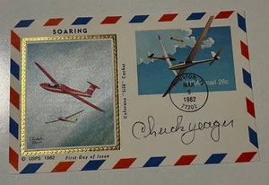 Chuck Yeager signed First Day of Issue Card  Auto Pilot Flying Ace Sound Barrier - Picture 1 of 3