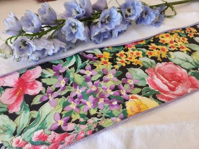 Large galon vintage kitch multicolore bord fil metal 1 m 90 sur 10,8 cm B9 - Photo 1/4