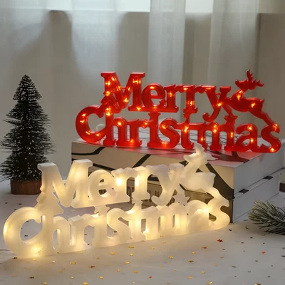 1pc Merry Christmas LED Letter Tag Light String Fairy Garland Home Decoration - Image 1 of 3