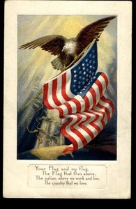 Tarjeta postal vintage patriótica bandera americana águila - Imagen 1 de 2