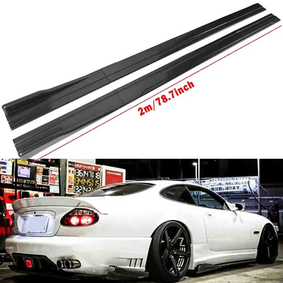 78.7"/2M Carbon Fiber Side Skirts Extension Rocker Panels Lip For Jaguar XKR XK8 Foto 1 de 4