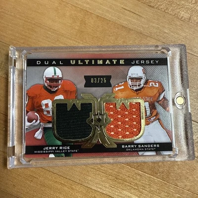 2013 Jerry Rice / Barry Sanders Dual Ultimate Player Used Jersey /25 - Image 1 of 2