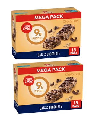 Fiber One Chewy Bars, Oats & Chocolate, Fiber Snacks, Mega Pack, 30 ct - Image 1 of 2