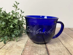 Tazza da caffè Starbucks in vetro blu cobalto 16 oz logo con scritta scintillante - Foto 1 di 3