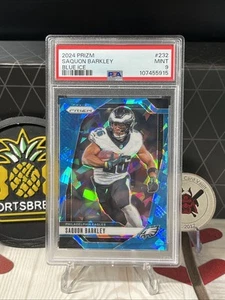 PANINI PRIZM #232 2024 SAQUON BARKLEY BLUE ICE PRIZMS/99 PSA 9 EAGLES - Imagen 1 de 2