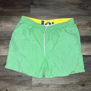 Polo Ralph Lauren Green Neon Nylon Brief Lined Swim Trunks Shorts Men Size 2XB - Picture 1 of 9