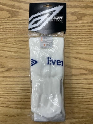 EVERTON FC UMBRO 2005 EDICIÓN JUGADOR LOCAL BLANCO CALCETINES DE FÚTBOL PARA HOMBRE LG 11-14 NUEVOS EN CAJA Foto 1 de 4