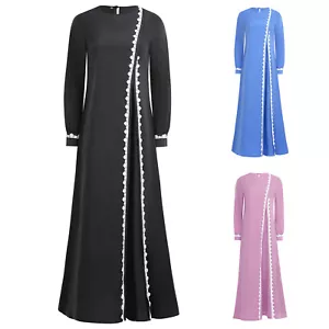 Women Muslim Dress Ramadan Eid Prayer Clothes Islamic Arabian Dress Lace AU - Picture 1 of 25
