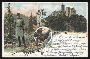 AK Wartburg Eisenach mit Kaiser Wilhelm II Auerhahn gel.1903 - Bild 1 von 2
