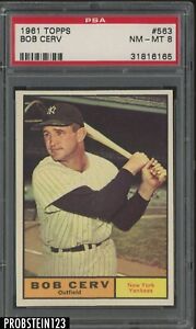1961 Topps #563 Bob Cerv New York Yankees PSA 8 NM-MT
