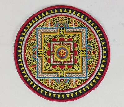Round Sew On Patch * Nepalese Made * 15 cm * Buddhist Om Kalachakra Mandala - Image 1 of 4