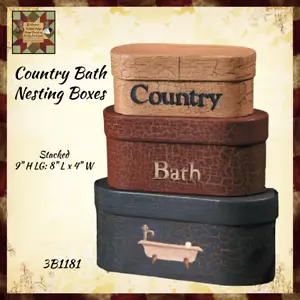 Bath Country Nesting/Impilamento Scatole Anticate, Conservazione, Set di 3 - Foto 1 di 2