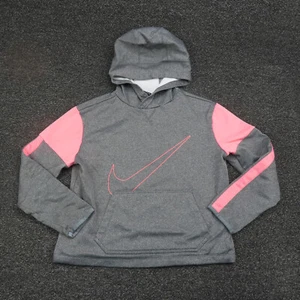 Nike Hoodie Girls XL Gray & Pink Dri-Fit Long Sleeve Running Breathable Youth - Picture 1 of 7