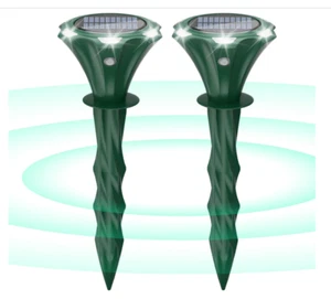 Mole Repeller Solar Powered 2 Pack, Waterproof Motion Detection LED Flash... - Picture 1 of 6