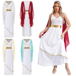 Damen Kostüm Römische Robe Bühnenauftritt Kleid Ägyptische Maxikleid Weiches - Bild 1 von 43