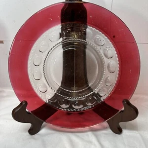Kings Crown Thumbprint pattern Ruby 8 1/4" Salad Plate - Picture 1 of 4