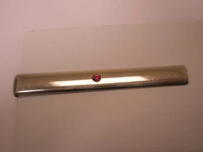 Red Rhinestone Vintage LARGE Tie Bar Clip simple plain - Image 1 of 4