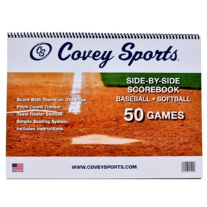 Covey Sports Baseball Softball Scorebook Side by Side Format (50 Games)