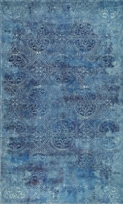 Geometric Modern Blue Oriental Chinese Rugs - Image 1 of 4